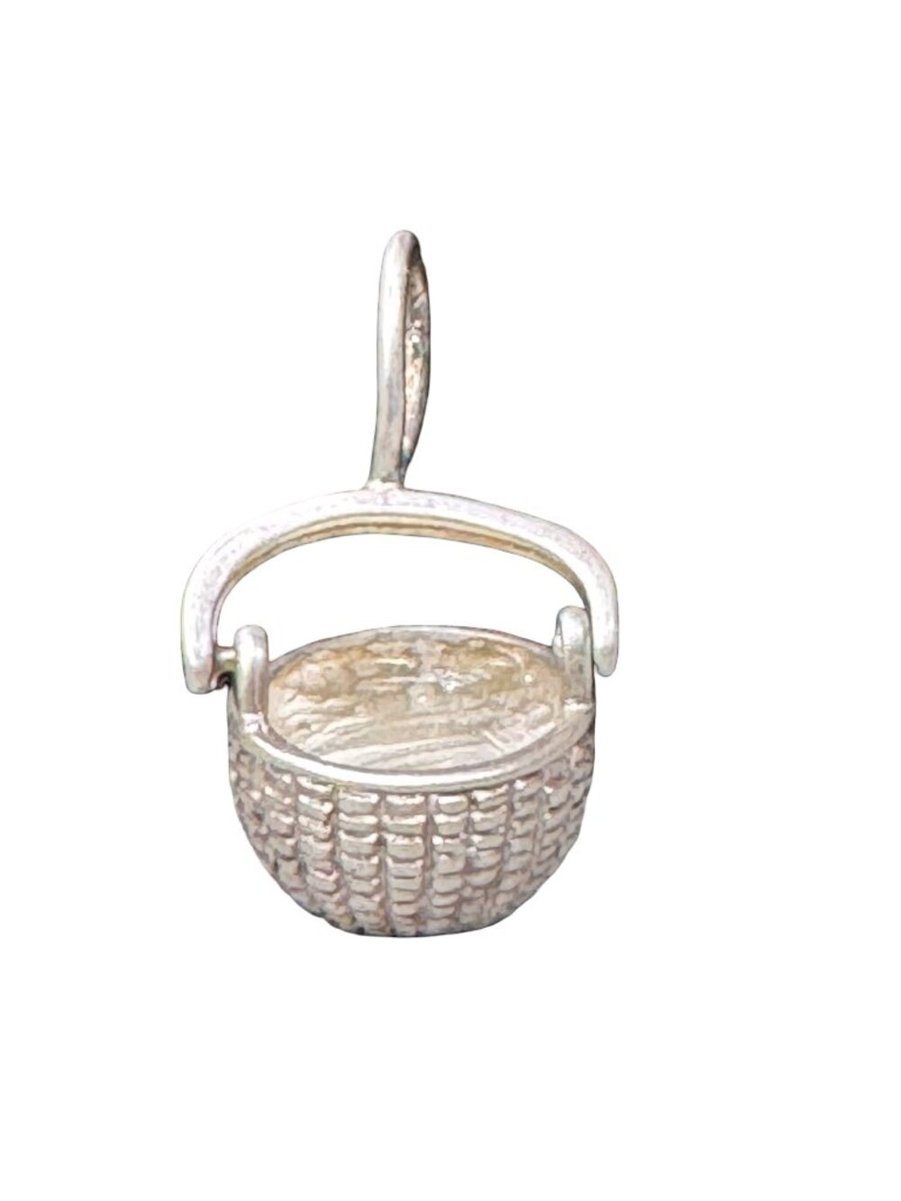Vintage Nantucket Miniature Sterling Silver Basket Charm Woven Vintage Estate .5